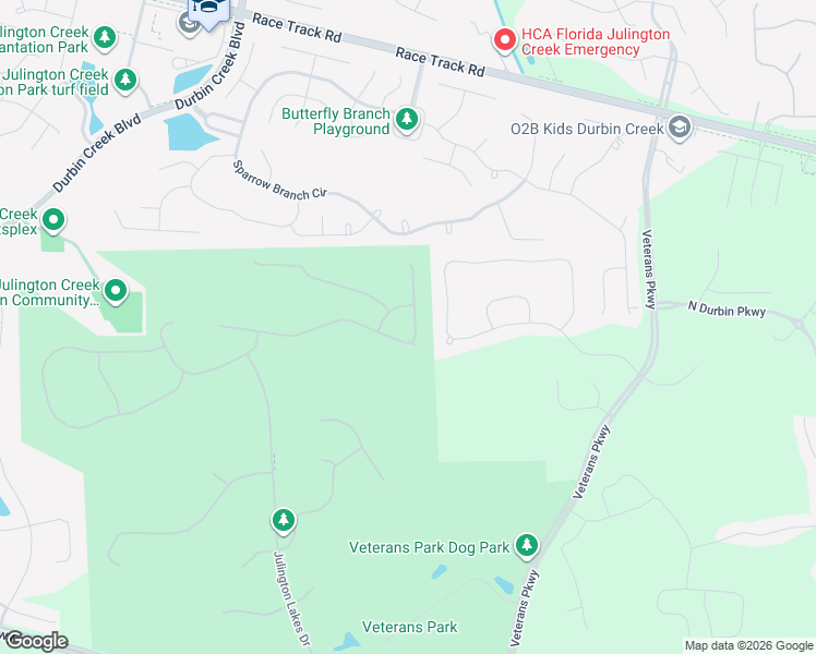 map of restaurants, bars, coffee shops, grocery stores, and more near 551 Bent Creek Drive in Saint Johns