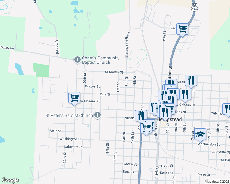 map of restaurants, bars, coffee shops, grocery stores, and more near 1376 16th Street in Hempstead