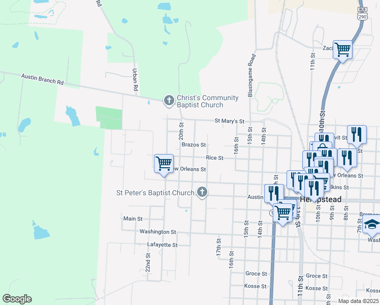 map of restaurants, bars, coffee shops, grocery stores, and more near 432 20th Street in Hempstead