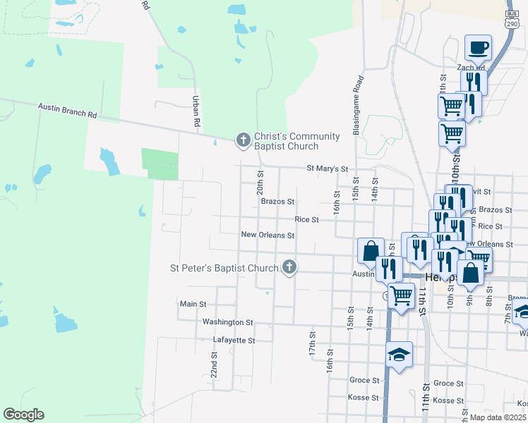map of restaurants, bars, coffee shops, grocery stores, and more near 432 20th Street in Hempstead
