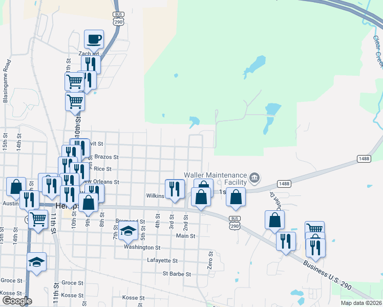 map of restaurants, bars, coffee shops, grocery stores, and more near 215 2nd Street in Hempstead