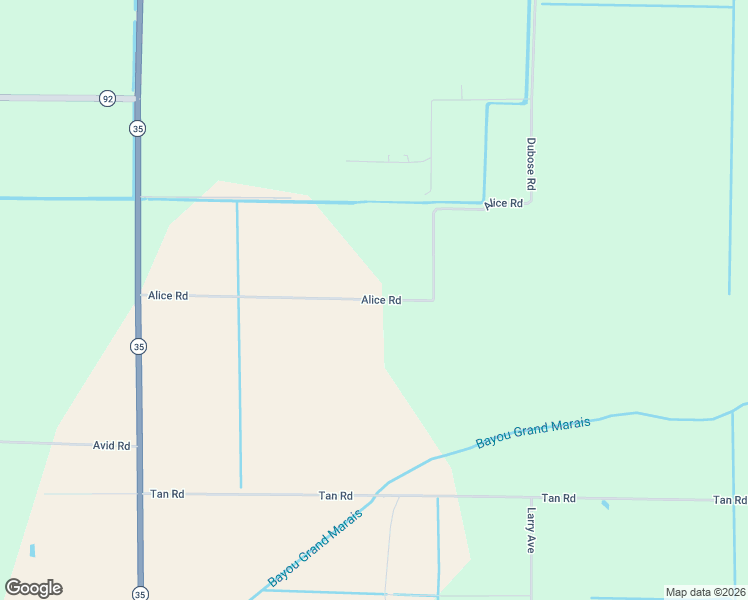 map of restaurants, bars, coffee shops, grocery stores, and more near Alice Road in Rayne