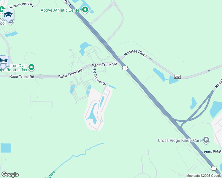 map of restaurants, bars, coffee shops, grocery stores, and more near 1030 Black Cherry Drive South in Saint Johns