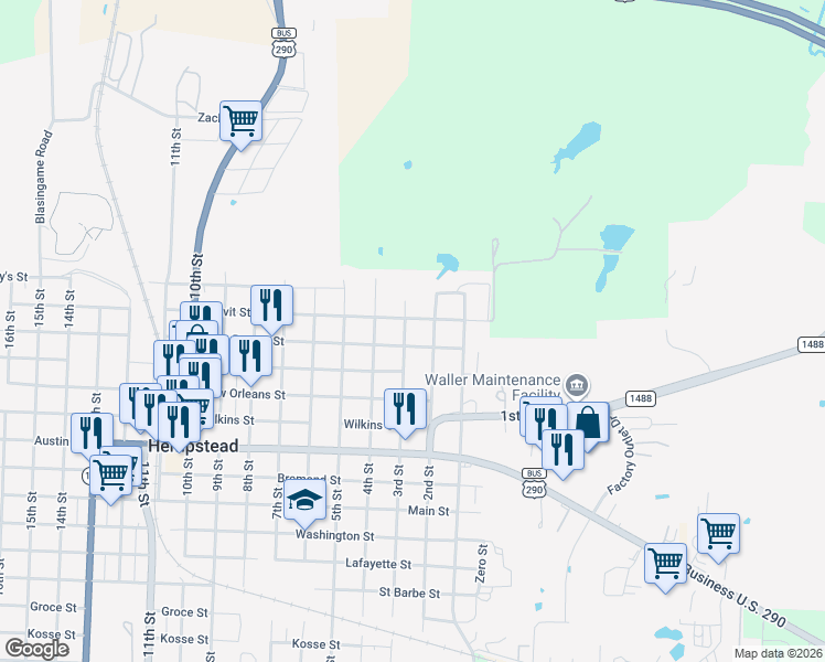 map of restaurants, bars, coffee shops, grocery stores, and more near 245 3rd Street in Hempstead