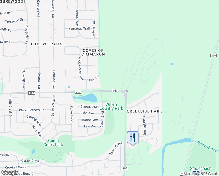 map of restaurants, bars, coffee shops, grocery stores, and more near 1750-1764 Farm to Market 967 in Buda