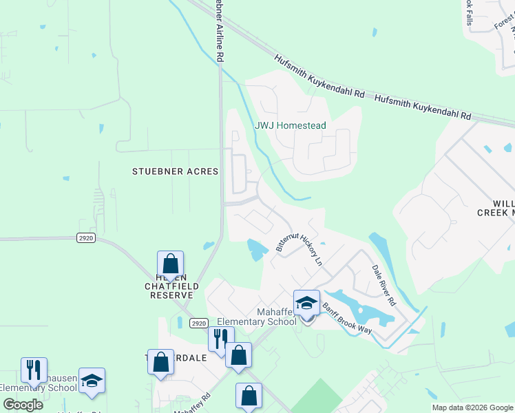 map of restaurants, bars, coffee shops, grocery stores, and more near 23338 East Pine Ivy Lane in Tomball