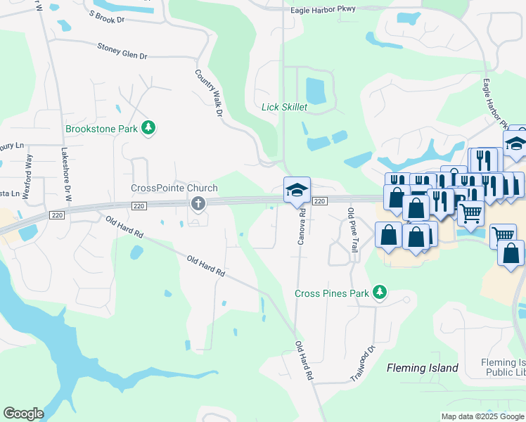 map of restaurants, bars, coffee shops, grocery stores, and more near 1813 County Road 220 in Orange Park