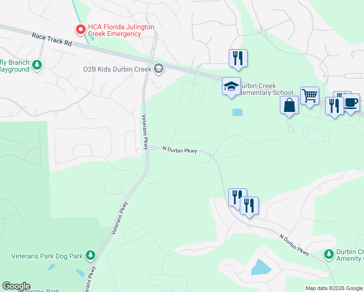 map of restaurants, bars, coffee shops, grocery stores, and more near 312 Welbeck Place in Saint Johns