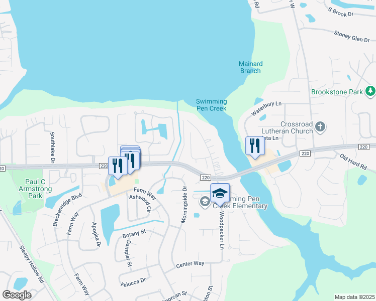 map of restaurants, bars, coffee shops, grocery stores, and more near 1932 Captiva Drive in Middleburg