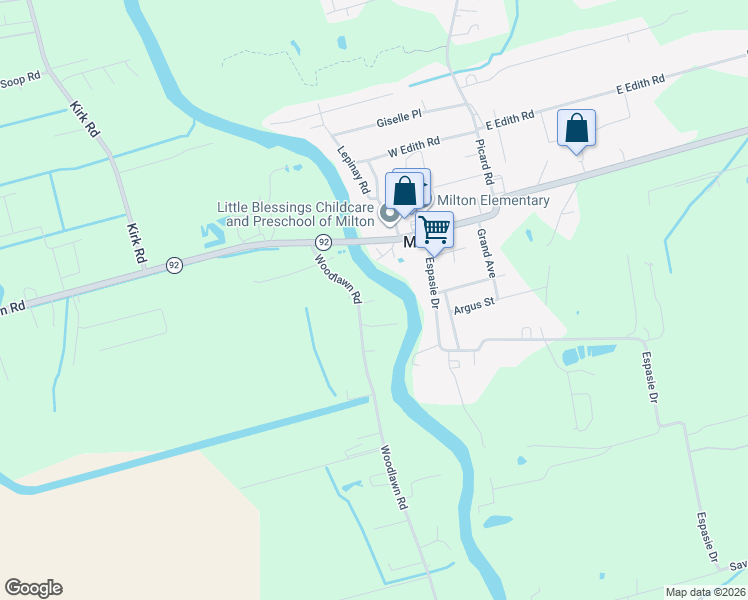 map of restaurants, bars, coffee shops, grocery stores, and more near Bourque Road in Vermilion Parish