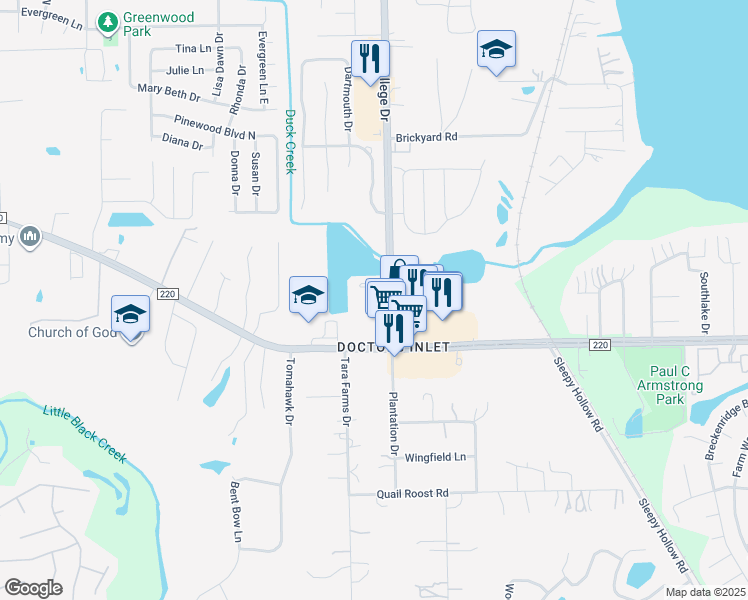 map of restaurants, bars, coffee shops, grocery stores, and more near 534 College Drive in Middleburg