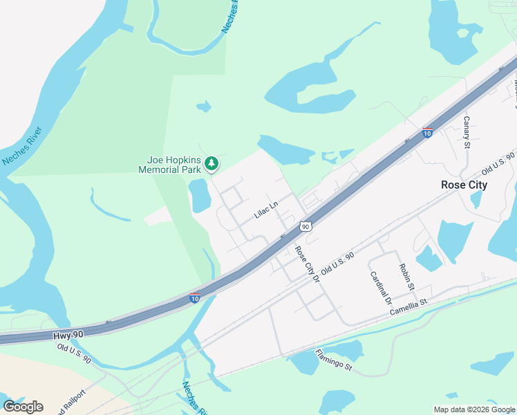 map of restaurants, bars, coffee shops, grocery stores, and more near 545 Lilac Lane in Vidor