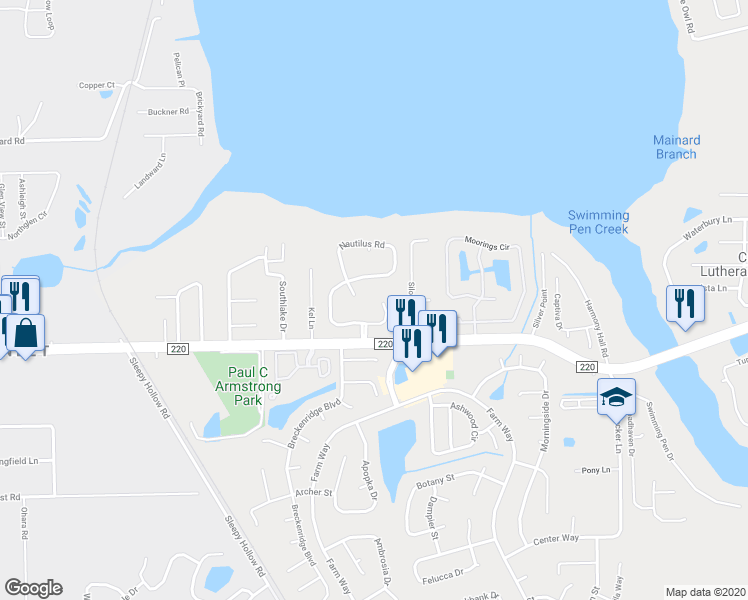 map of restaurants, bars, coffee shops, grocery stores, and more near 3004 Nautilus Road in Middleburg