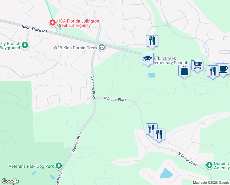 map of restaurants, bars, coffee shops, grocery stores, and more near 312 Welbeck Place in Saint Johns