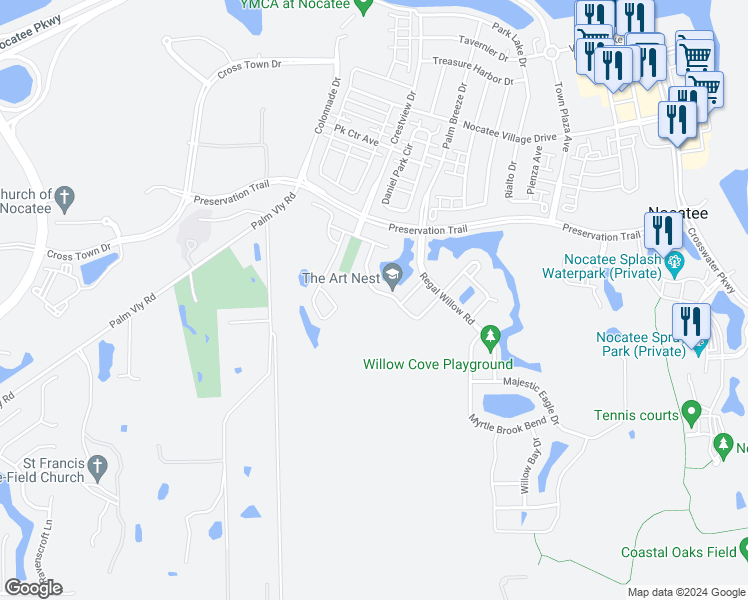 map of restaurants, bars, coffee shops, grocery stores, and more near 217 Royal Lake Drive in Ponte Vedra Beach