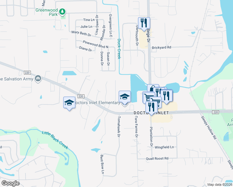 map of restaurants, bars, coffee shops, grocery stores, and more near 2638 County Road 220 in Middleburg