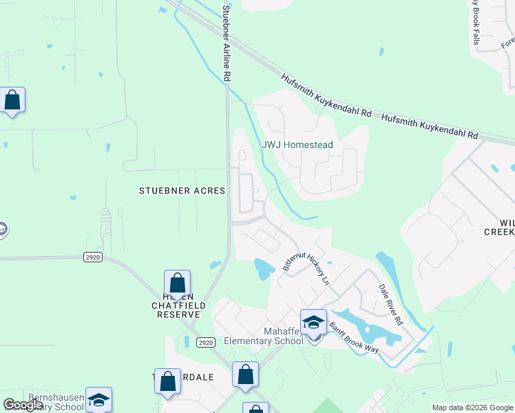 map of restaurants, bars, coffee shops, grocery stores, and more near 23338 East Pine Ivy Lane in Tomball