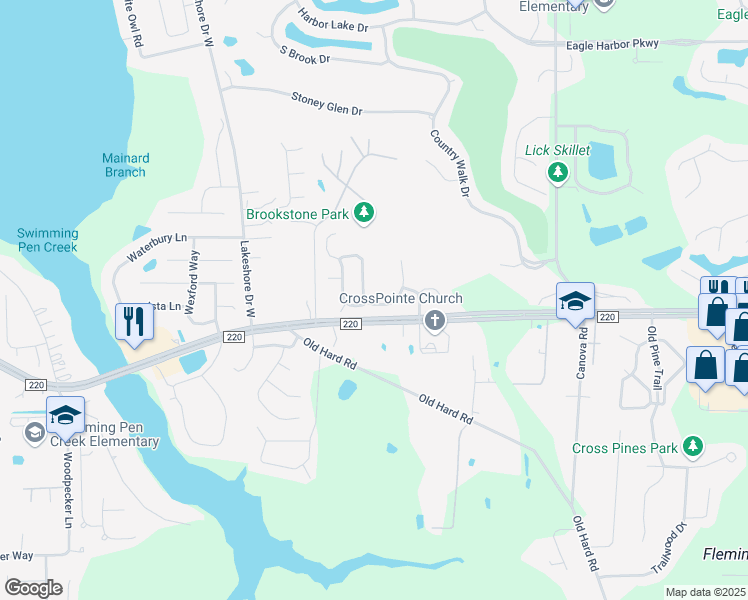 map of restaurants, bars, coffee shops, grocery stores, and more near 1690 Rustling Drive in Fleming Island