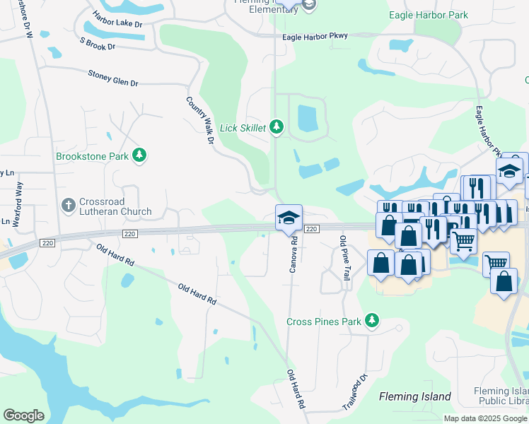 map of restaurants, bars, coffee shops, grocery stores, and more near 2040 Secret Garden Lane in Fleming Island