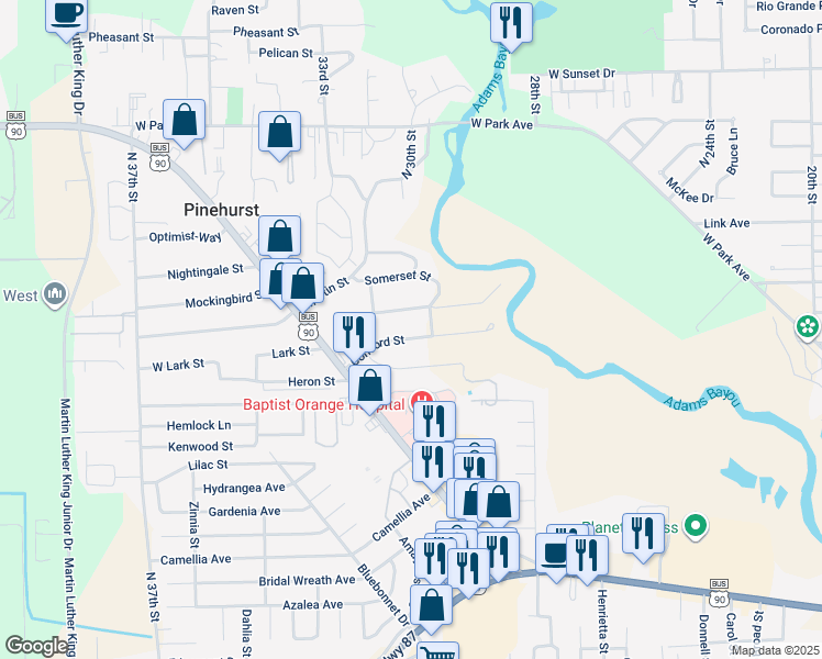 map of restaurants, bars, coffee shops, grocery stores, and more near 16 Concord Street in Orange