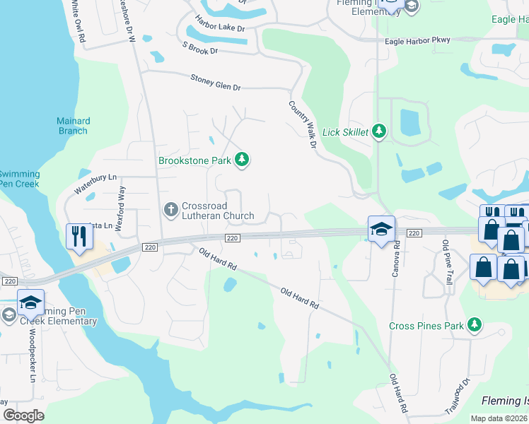 map of restaurants, bars, coffee shops, grocery stores, and more near 1638 Rustling Drive in Orange Park