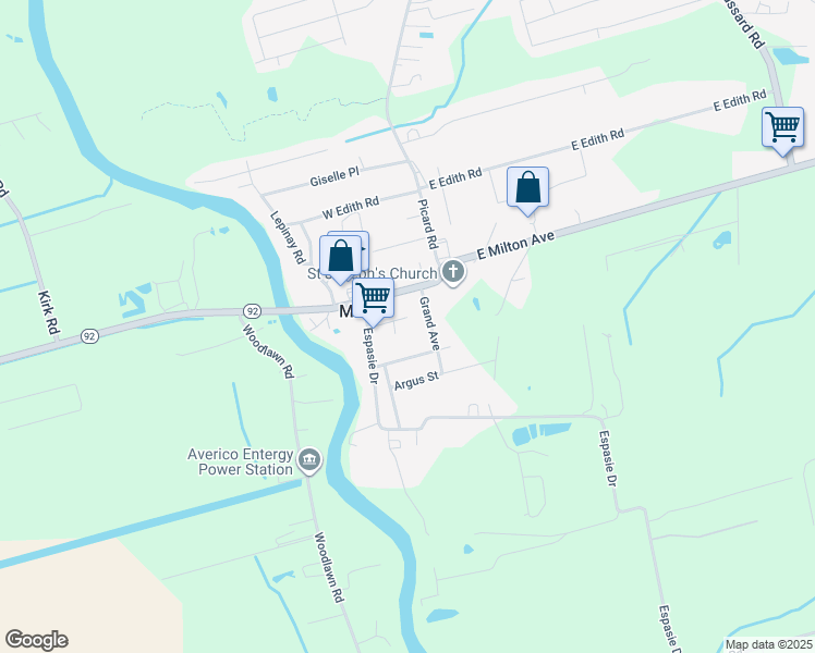 map of restaurants, bars, coffee shops, grocery stores, and more near in Milton