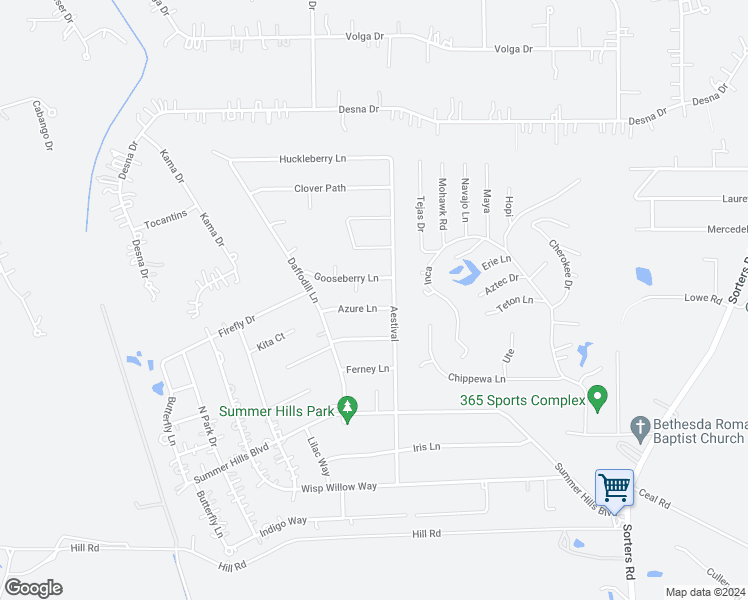 map of restaurants, bars, coffee shops, grocery stores, and more near 18845 Azure Lane in Porter