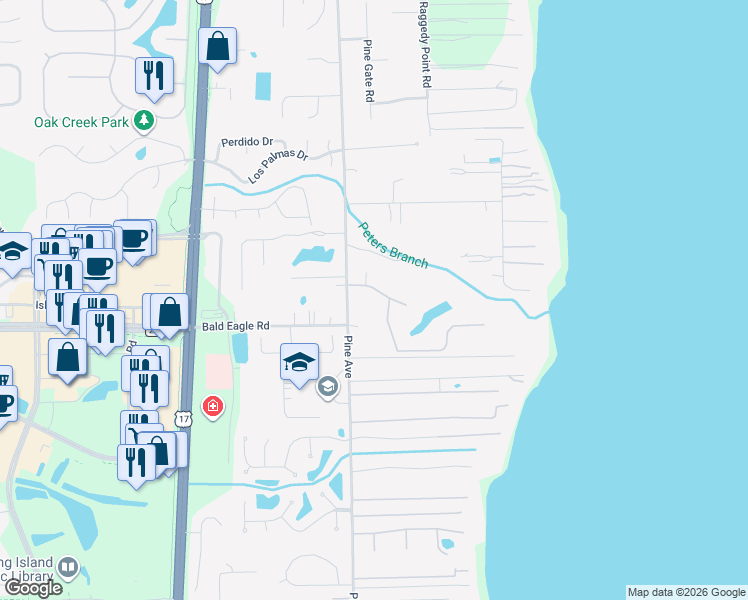 map of restaurants, bars, coffee shops, grocery stores, and more near 320 Holly Knowe Road in Orange Park