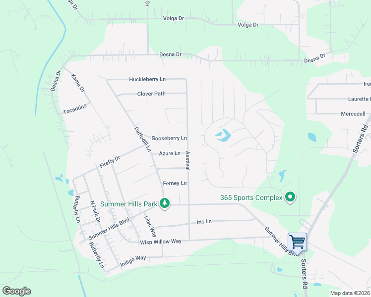 map of restaurants, bars, coffee shops, grocery stores, and more near 18845 Azure Lane in Porter