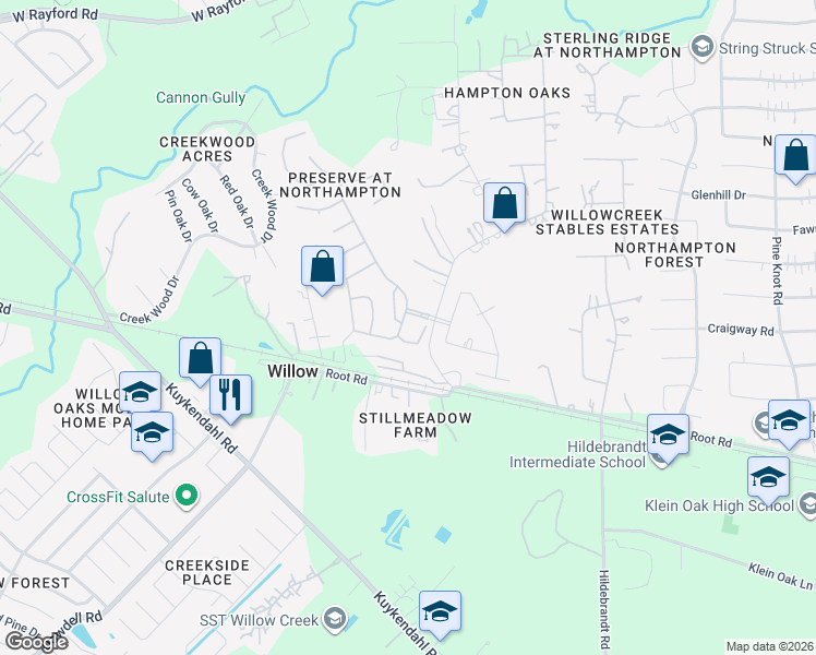 map of restaurants, bars, coffee shops, grocery stores, and more near 23710 Leblanc Landing Drive in Spring