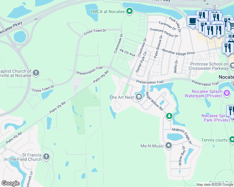 map of restaurants, bars, coffee shops, grocery stores, and more near 83 Magnolia Creek Walk in Ponte Vedra Beach