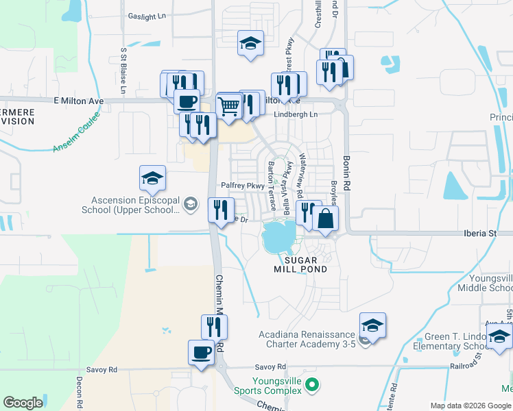 map of restaurants, bars, coffee shops, grocery stores, and more near 414 Harbor Road in Youngsville
