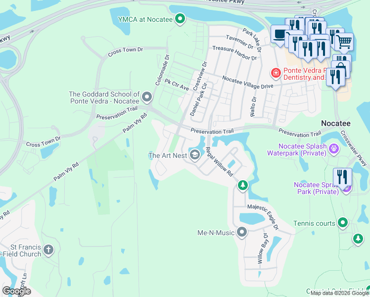 map of restaurants, bars, coffee shops, grocery stores, and more near 304 Royal Lake Drive in Ponte Vedra Beach