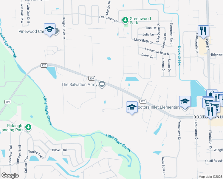 map of restaurants, bars, coffee shops, grocery stores, and more near 2777 County Road 220 in Middleburg