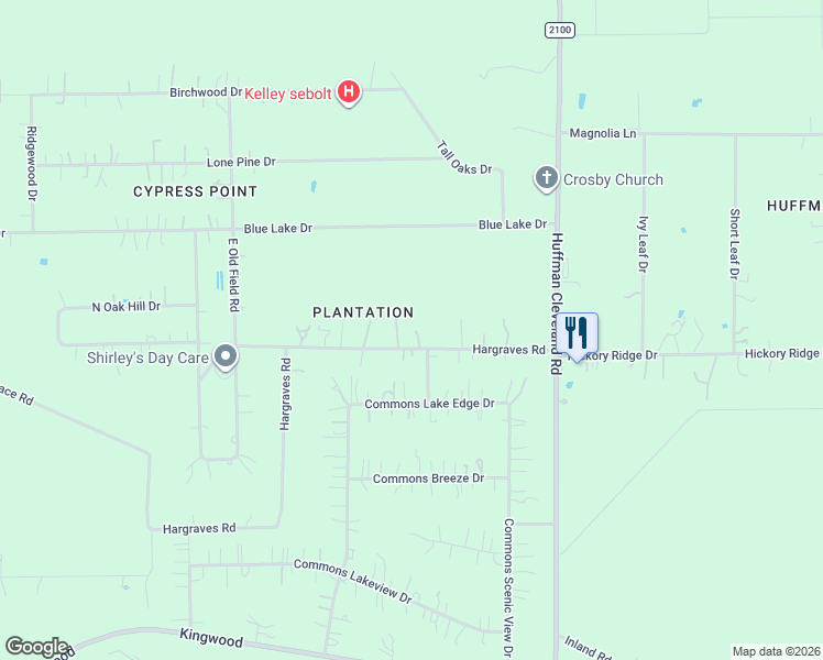 map of restaurants, bars, coffee shops, grocery stores, and more near 2949 Hargraves Road in Huffman