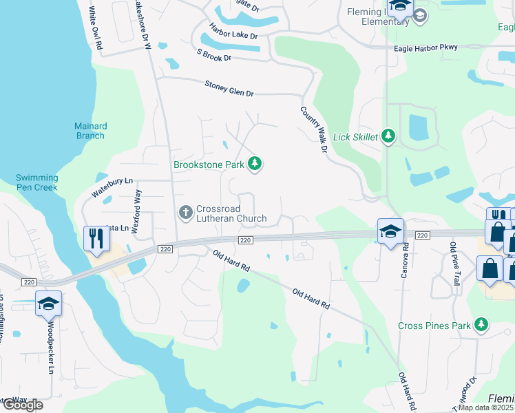 map of restaurants, bars, coffee shops, grocery stores, and more near 1718 Rustling Drive in Orange Park