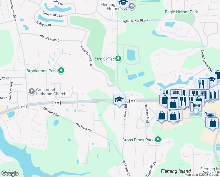 map of restaurants, bars, coffee shops, grocery stores, and more near 2301 Range Crescent Court in Orange Park