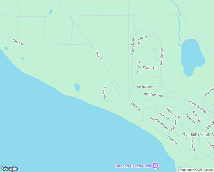 map of restaurants, bars, coffee shops, grocery stores, and more near Raptor Circle in Tyndall Air Force Base