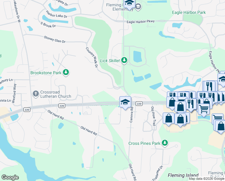 map of restaurants, bars, coffee shops, grocery stores, and more near 2301 Range Crescent Court in Orange Park