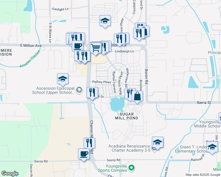 map of restaurants, bars, coffee shops, grocery stores, and more near 414 Harbor Road in Youngsville