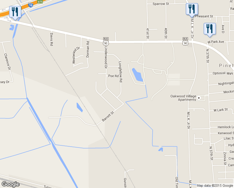 map of restaurants, bars, coffee shops, grocery stores, and more near 1504 Lindenwood Drive in Orange