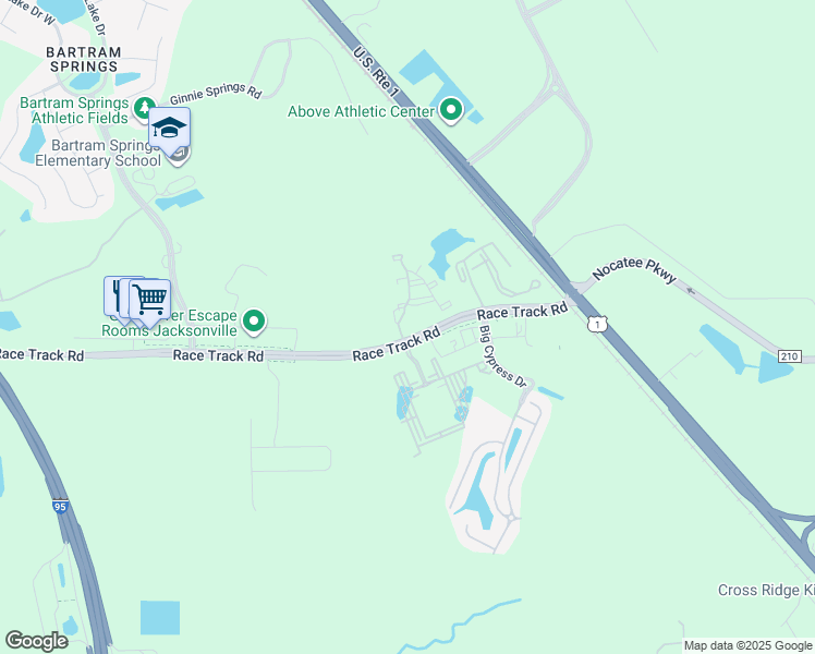 map of restaurants, bars, coffee shops, grocery stores, and more near 50 Lago Mar Way in Jacksonville