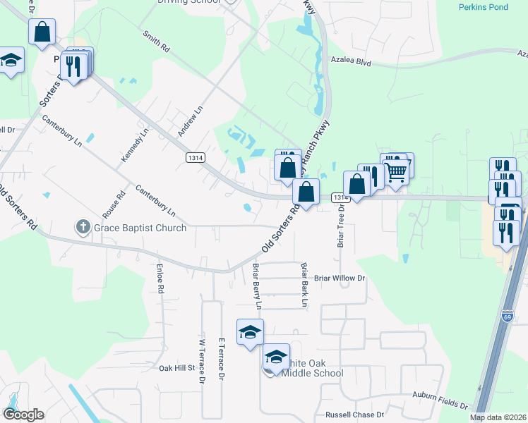 map of restaurants, bars, coffee shops, grocery stores, and more near 23750 Farm to Market Road 1314 in Porter