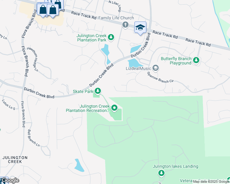 map of restaurants, bars, coffee shops, grocery stores, and more near 1825 Lochamy Lane in Jacksonville