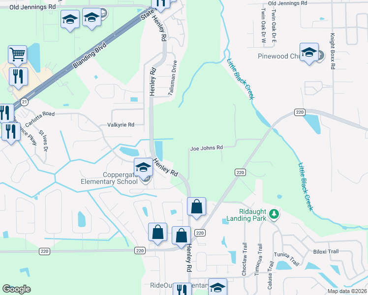 map of restaurants, bars, coffee shops, grocery stores, and more near 3084 Joe Johns Road in Middleburg