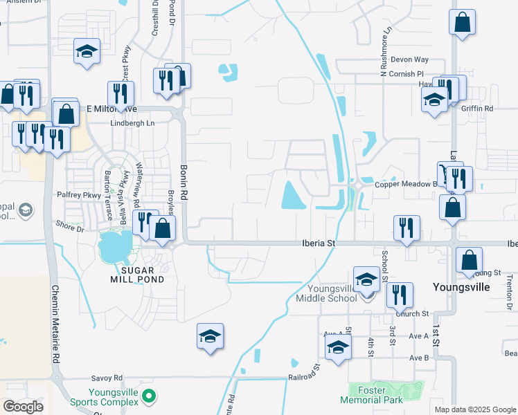 map of restaurants, bars, coffee shops, grocery stores, and more near 103 Brook Field Drive in Youngsville