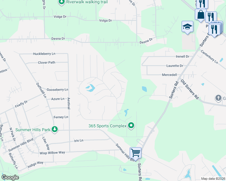 map of restaurants, bars, coffee shops, grocery stores, and more near 18329 Teton Lane in Porter