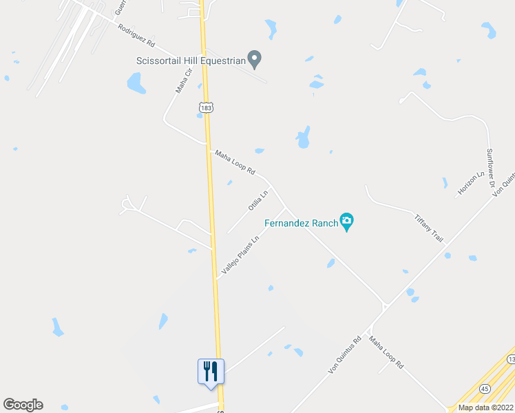 map of restaurants, bars, coffee shops, grocery stores, and more near 11725 Maha Loop Road in Austin