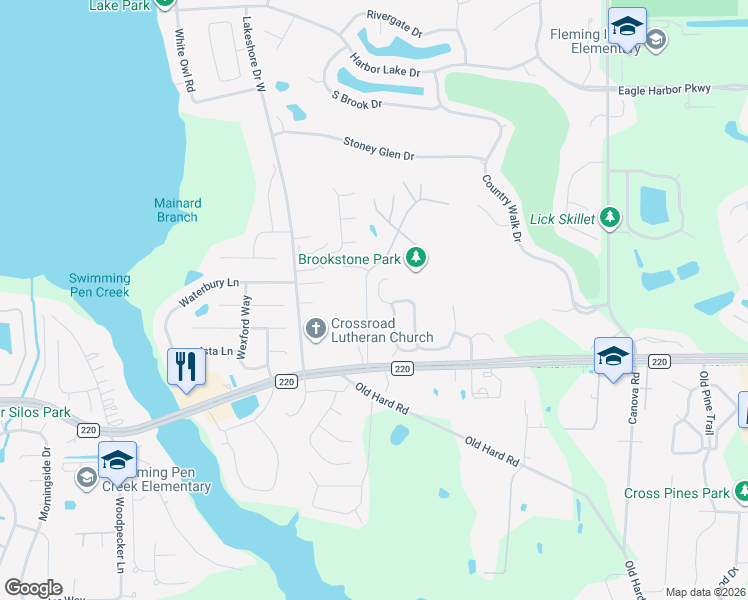 map of restaurants, bars, coffee shops, grocery stores, and more near 1840 Lake Forest Lane in Fleming Island