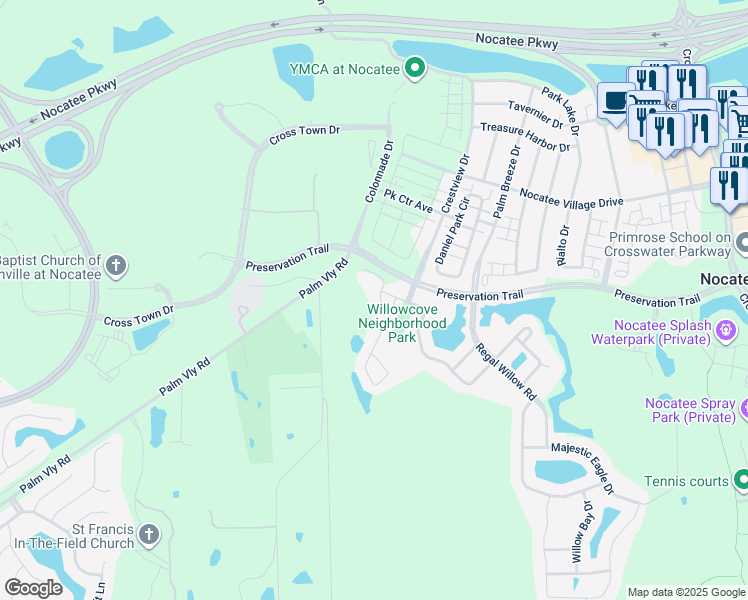 map of restaurants, bars, coffee shops, grocery stores, and more near 151 Myrtle Park Point in Ponte Vedra Beach